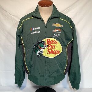 Hollister Bass Pro Shop Green NASCAR Racing Bomber Style Jacket Men’s Medium